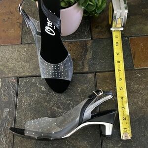 Onex Women's Black and Silver‎ Slingback Heels With Rhinestones size 8